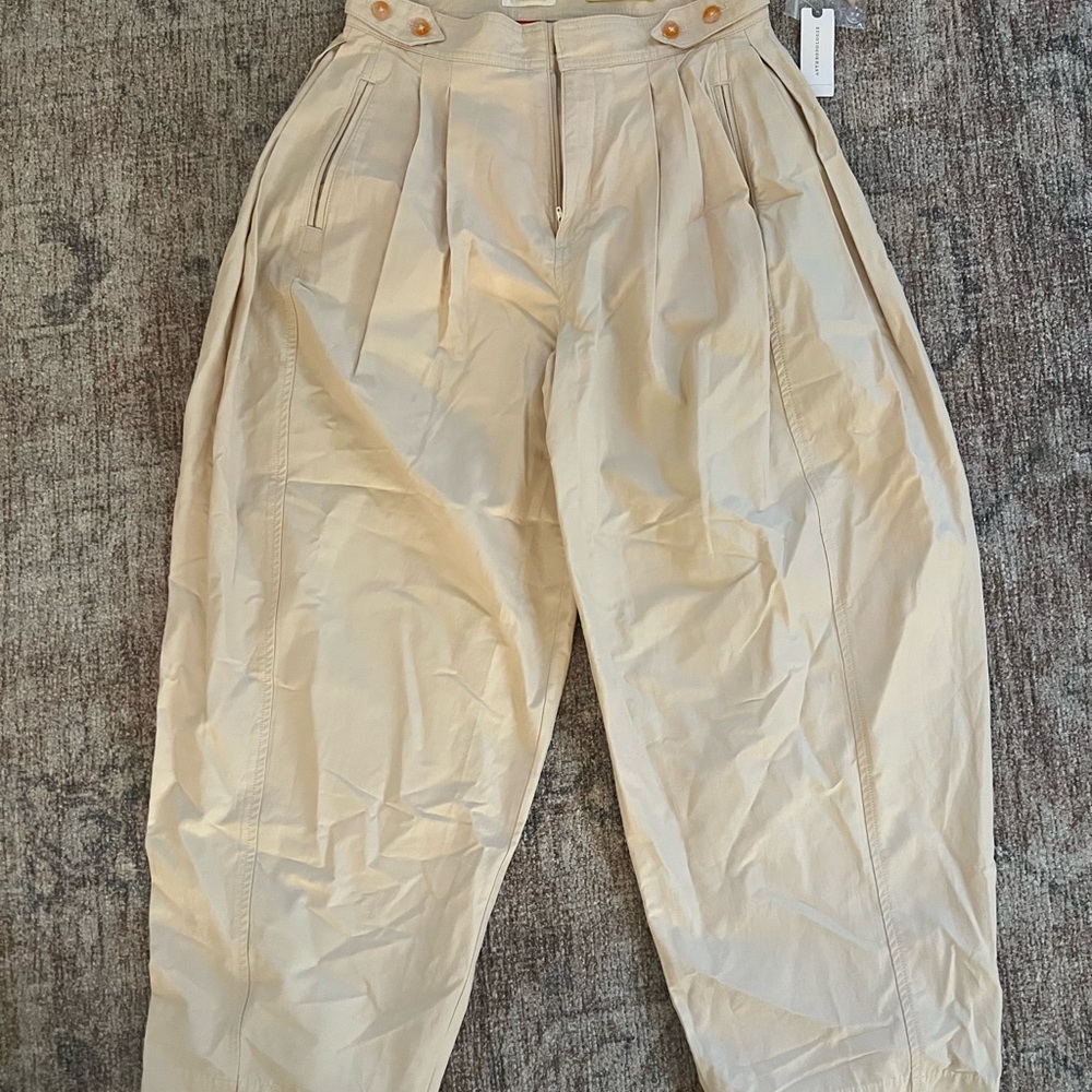 Anthropologie Cream and Orange Pants